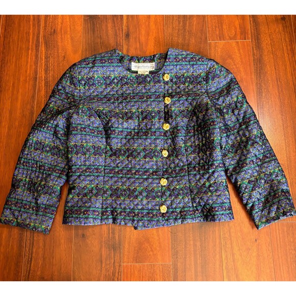 Vintage Maggie Boutique 80s Quilted Blazer with Padded Shoulders - Picture 1 of 6